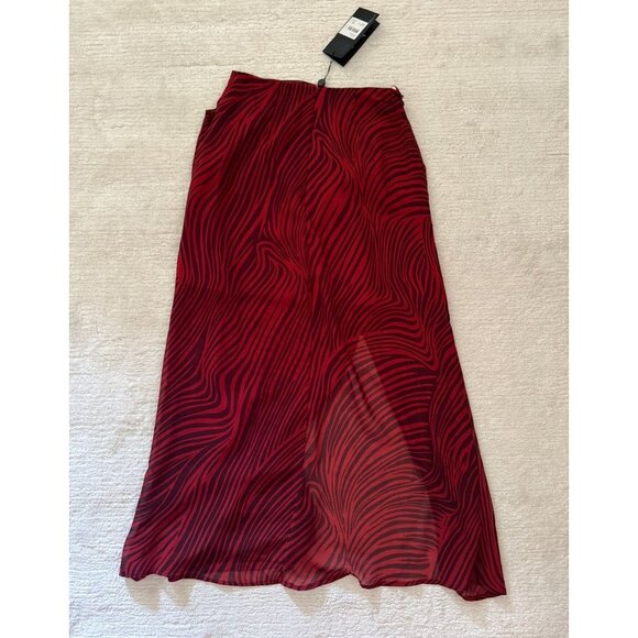 The Fifth Label Region Skirt Size 4 Red Zebra Print Hi Low Twist Front Midi NWT - Picture 11 of 13